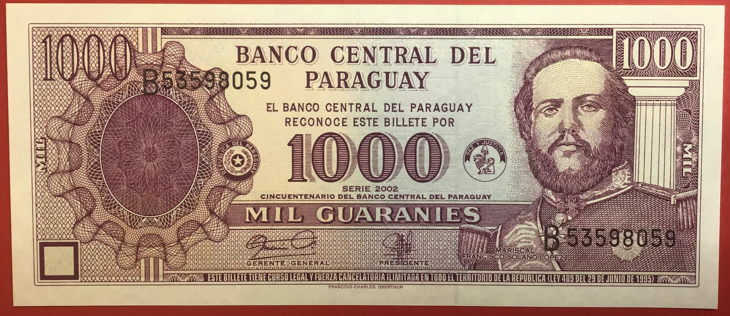 Paraguay - 1000 Guaranies 2002 P#221 Kvalitet 0