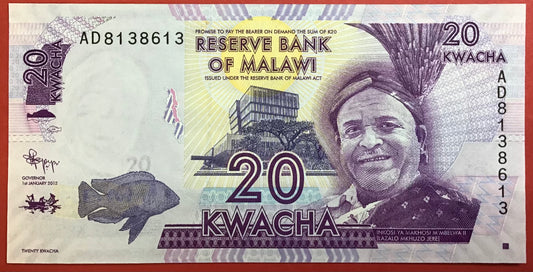 Malawi - 20 Kwacha 1.1.2012 P#57a Kvalitet 0