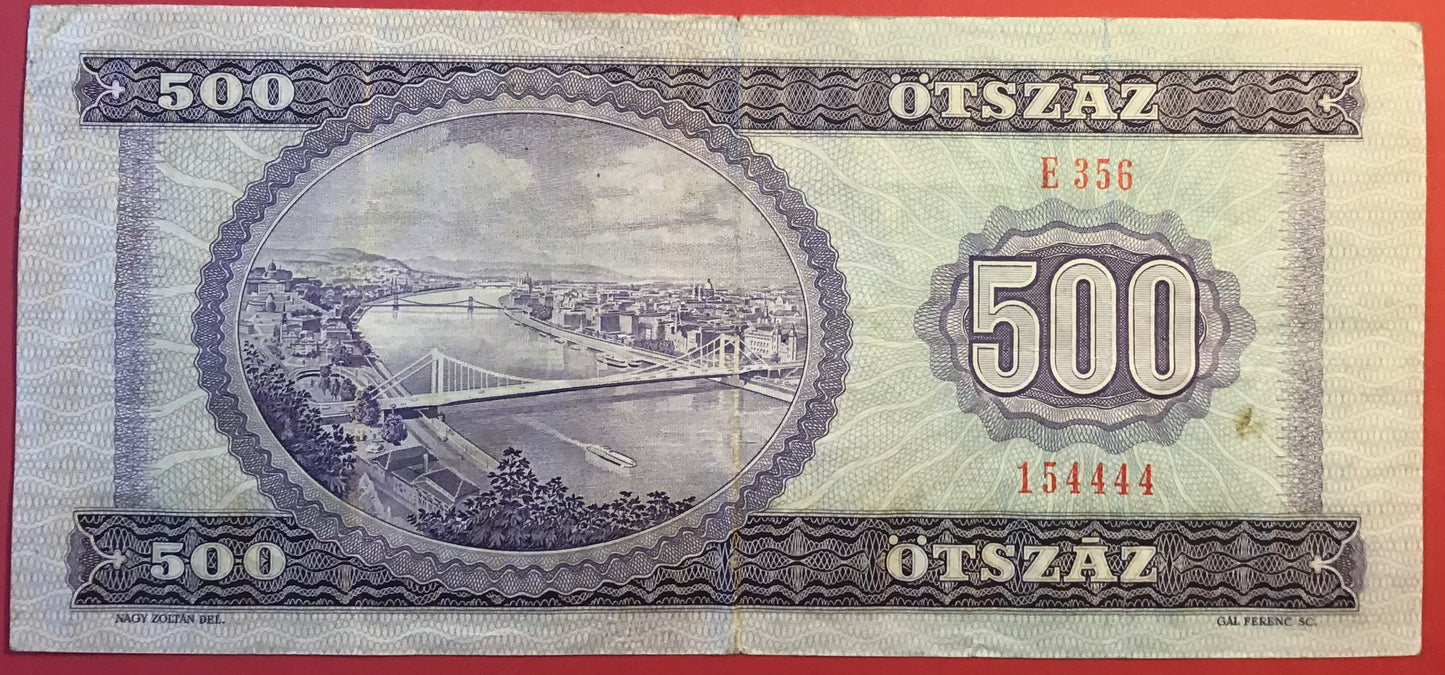 Hungary - 500 Forint 28.10.1975 P#172b Kvalitet 1+