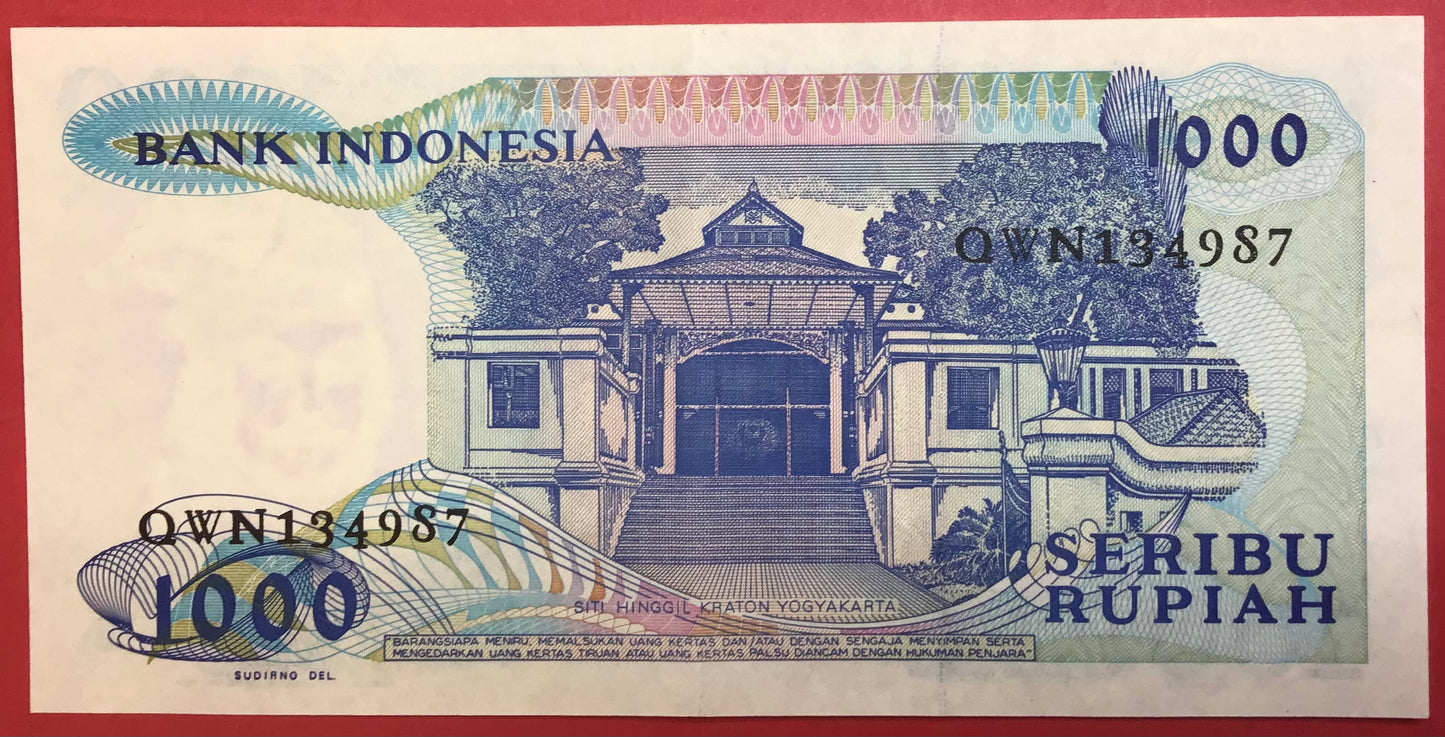 Indonesia - 1000 Rupiah 1987 P#124a Kvalitet 01
