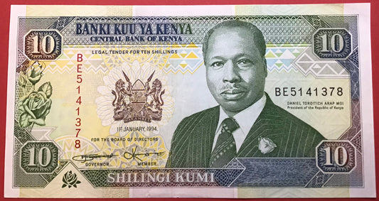 Kenya - 10 Shillings 1.1.1994 P#24f Kvalitet 01
