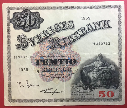 Sweden - 50 Kronor 1959 P#47a Kvalitet 1/1+