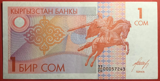 Kyrgyzstan - 1 Som (1993) P#4 Kvalitet 0