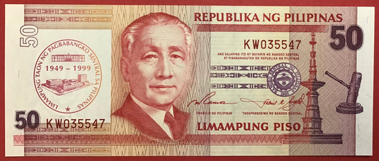 Philippines - 50 Piso 1999 P#191a Kvalitet 0