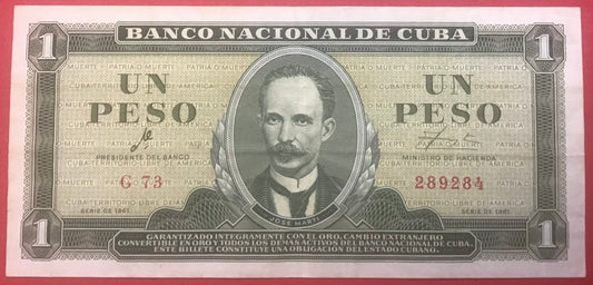 Cuba - 1 Peso 1961 P#94a Kvalitet 1+