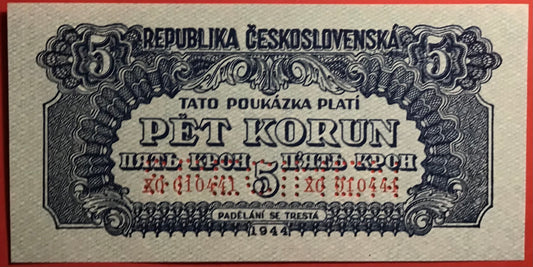 Czechoslovakia - 5 Korun 1944 P#46s *Specimen* Kvalitet 0