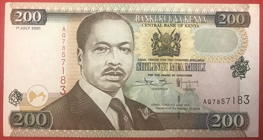 Kenya - 200 Shillings 1.7.2001 P#38g Kvalitet 1+