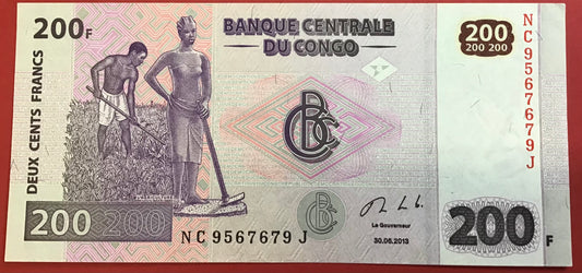 Congo Democratic Republic - 200 Francs 30.6.2013 P#99b Kvalitet 0
