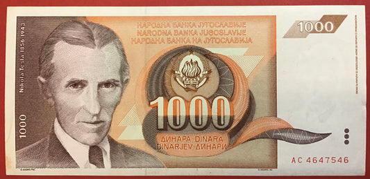 Yugoslavia - 1000 Dinara 26.11.1990 P#107 Kvalitet 1+/01