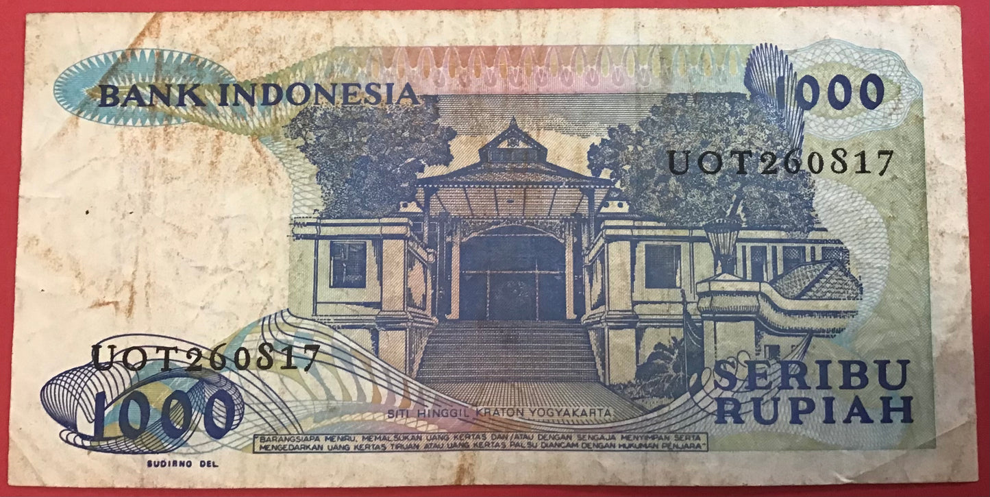 Indonesia - 1000 Rupiah 1987 P#124a Kvalitet 1/1+