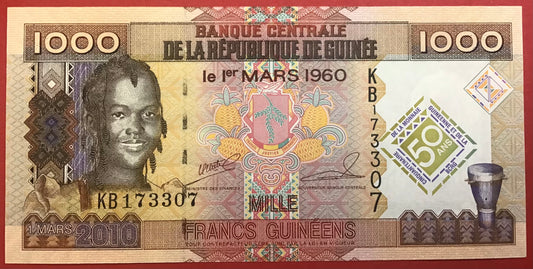 Guinea - 1000 Francs 1.3.2010 P#43a Kvalitet 0