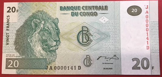 Congo Democratic Republic - 20 Francs 30.6.2003 P#94a Kvalitet 0