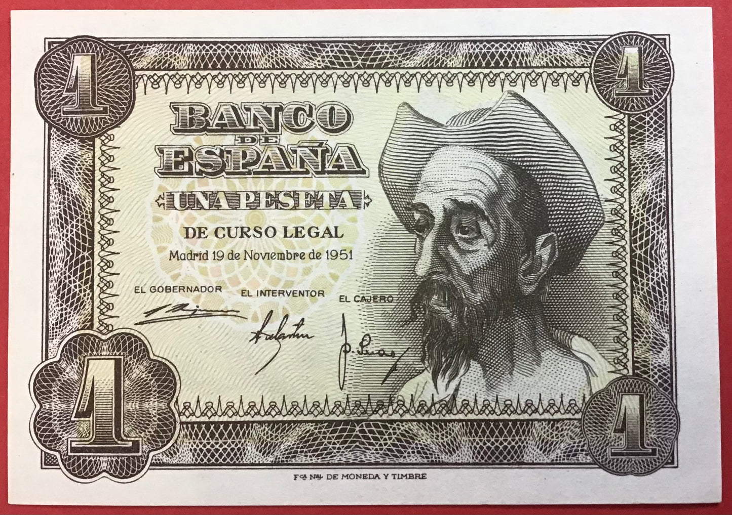 Spain - 1 Peseta 19.11.1951 P#139a Kvalitet 0