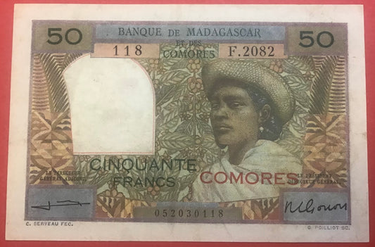 Comoros - 50 Francs (1960-1963) P#2b Kvalitet 1+