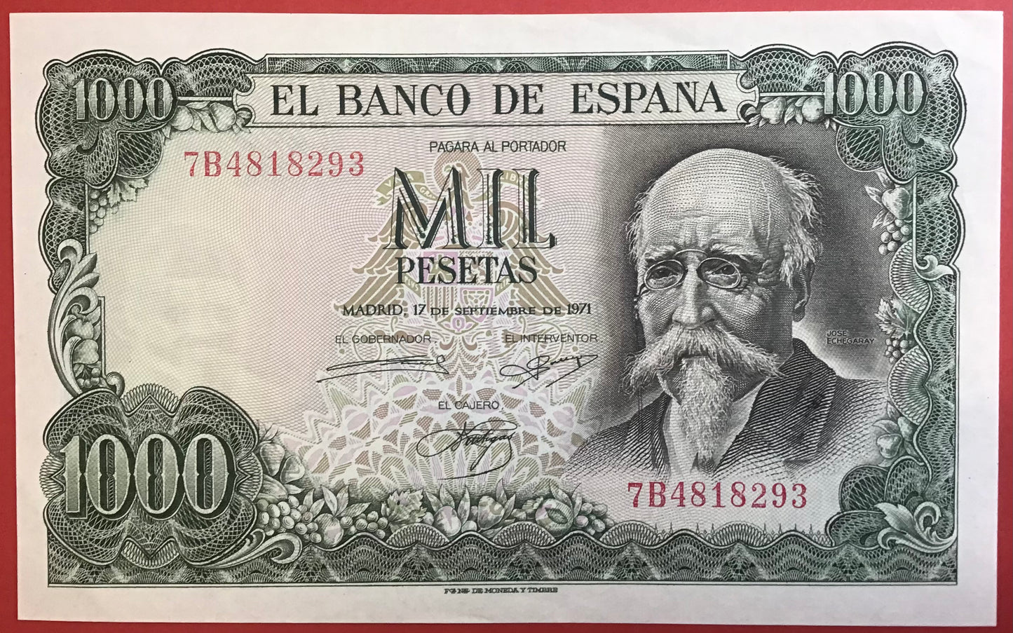 Spain - 1000 Pesetas 17.9.1971 P#154 Kvalitet 01/0