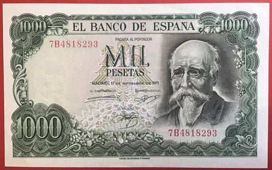 Spain - 1000 Pesetas 17.9.1971 P#154 Kvalitet 01/0