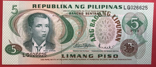 Philippines - 5 Piso P#160a Kvalitet 0