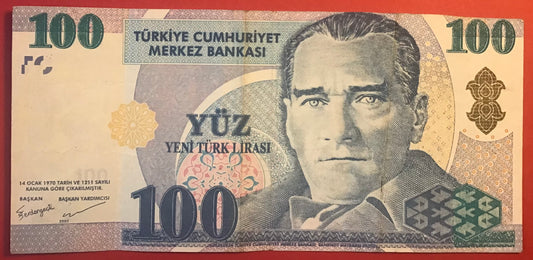 Turkey - 100 New Lira 2005 P#221 Kvalitet 1/1+