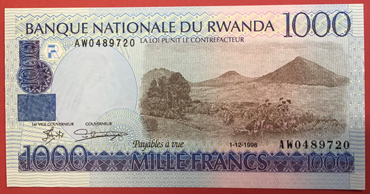 Rwanda - 1000 Francs 1.12.1998 P#27a Kvalitet 0