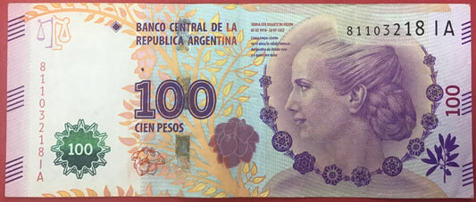 Argentina - 100 Peso 2017 P#358d Kvalitet 1+