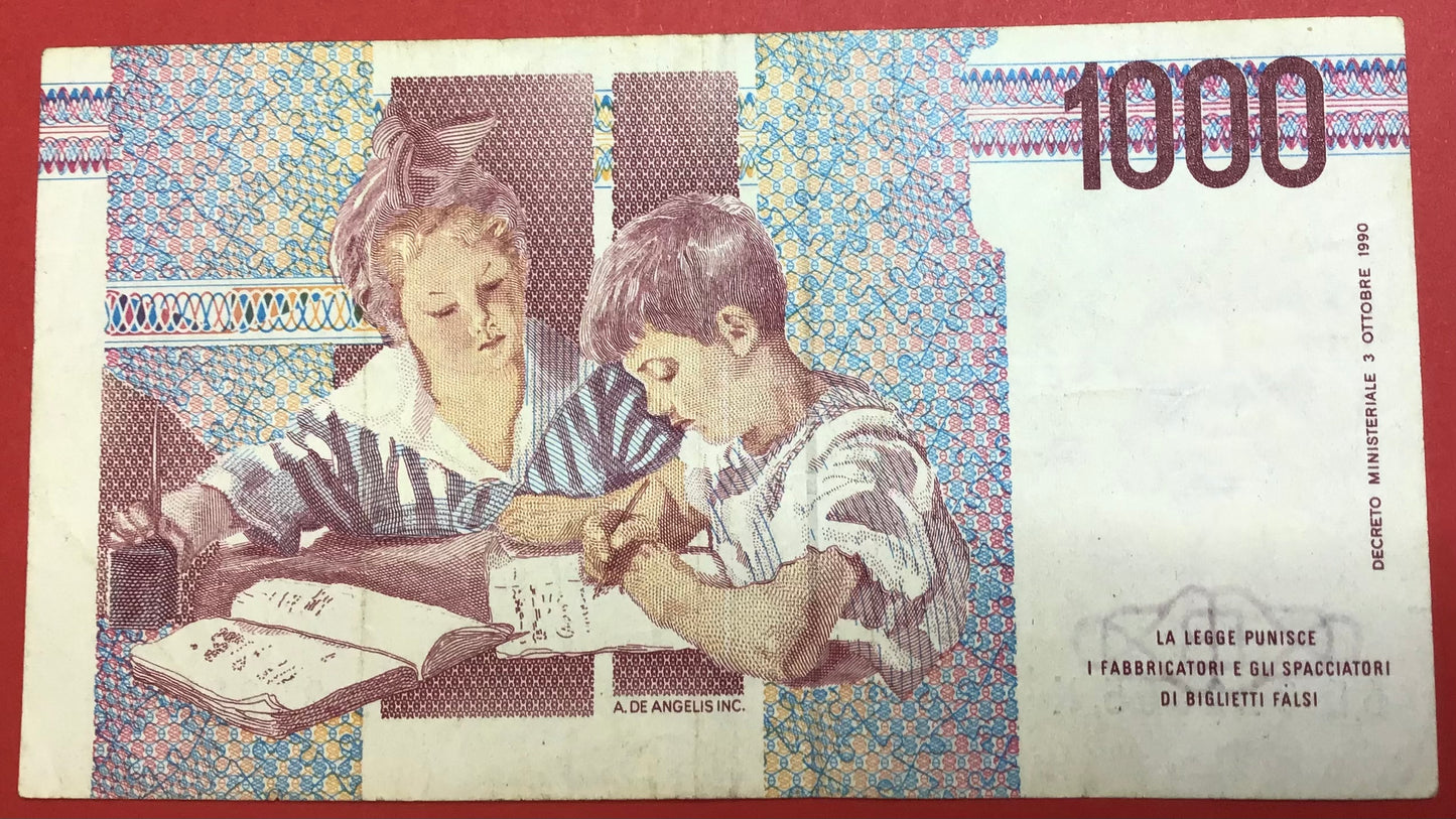 Italy - 1000 Lire 3.10.1990 P#114b Kvalitet 1+