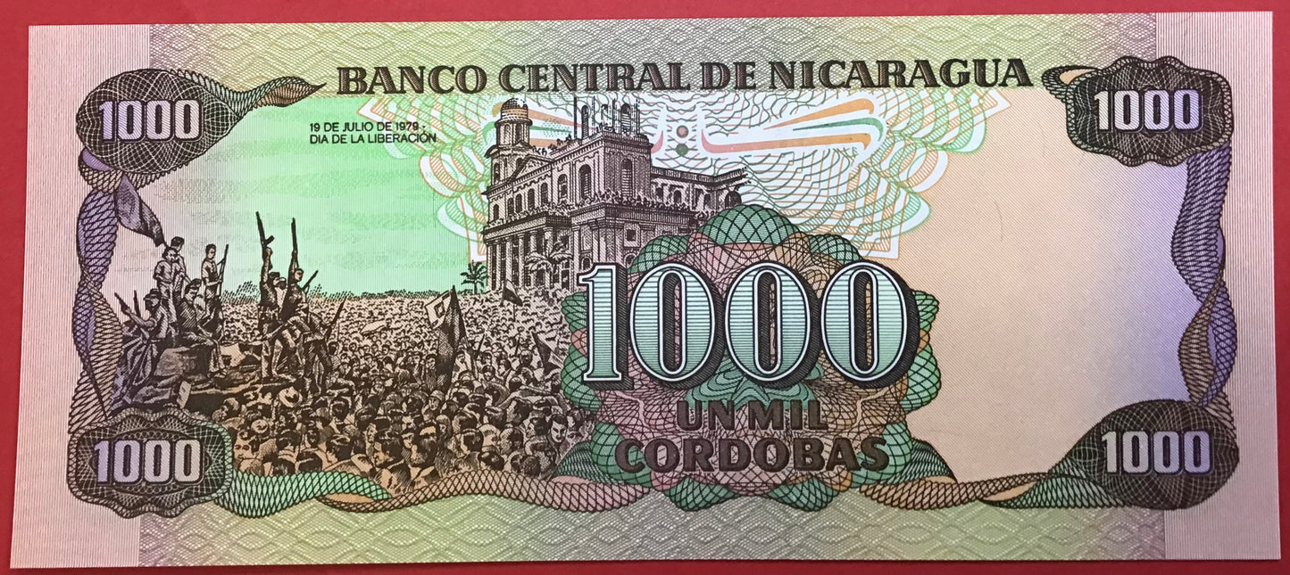 Nicaragua - 1000 Córdobas 1985 P#156b Kvalitet 0