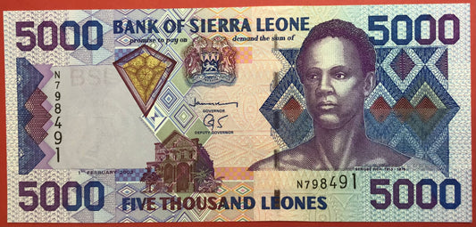 Sierra Leone - 5000 Leones 1.2.2002 P#27a Kvalitet 0