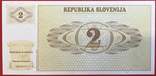 Slovenia - 2 Tolarjev 1990 P#2a Kvalitet 0