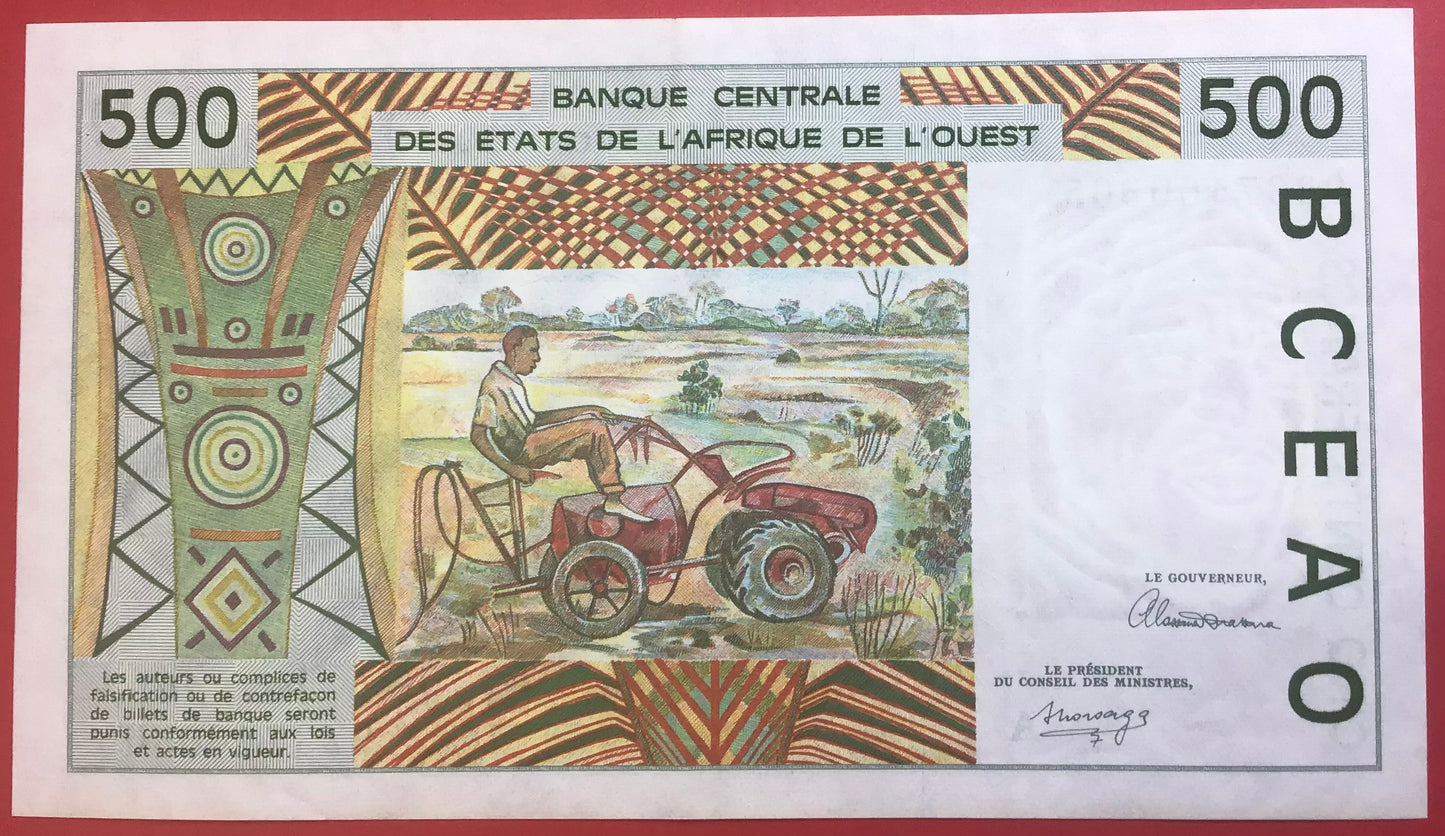 West African States/Cote D’Ivoire - 500 Francs 1992 P#110Ab Kvalitet 01/0