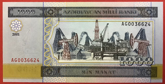 Azerbaijan - 1000 Manat 2001 P#23 Kvalitet 0