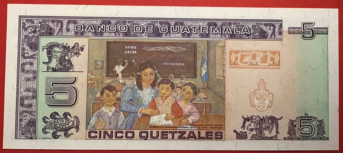 Guatemala - 5 Quetzales 16.7.1992 P#81 Kvalitet 0