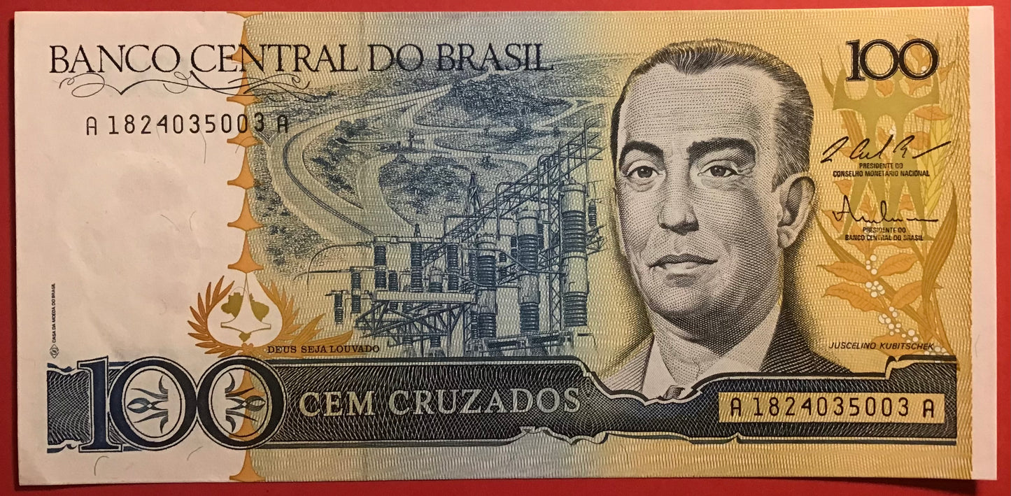 Brazil - 100 Cruzados 1987 P#211c Kvalitet 01/0