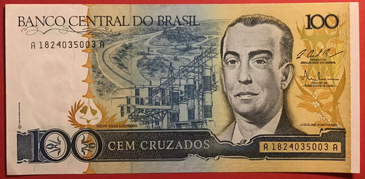 Brazil - 100 Cruzados 1987 P#211c Kvalitet 01/0