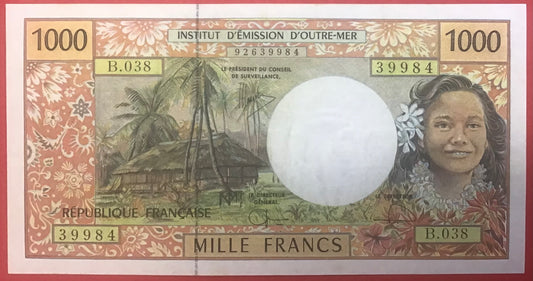 French Pacific Territories - 1000 Francs (1996) P#2i Kvalitet 0