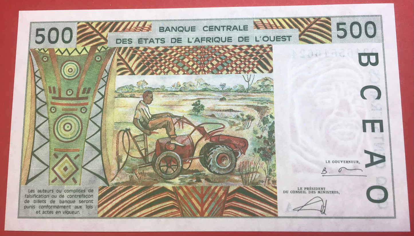 West African States/Cote D’Ivoire - 500 Francs 2002 P#110Am Kvalitet 0