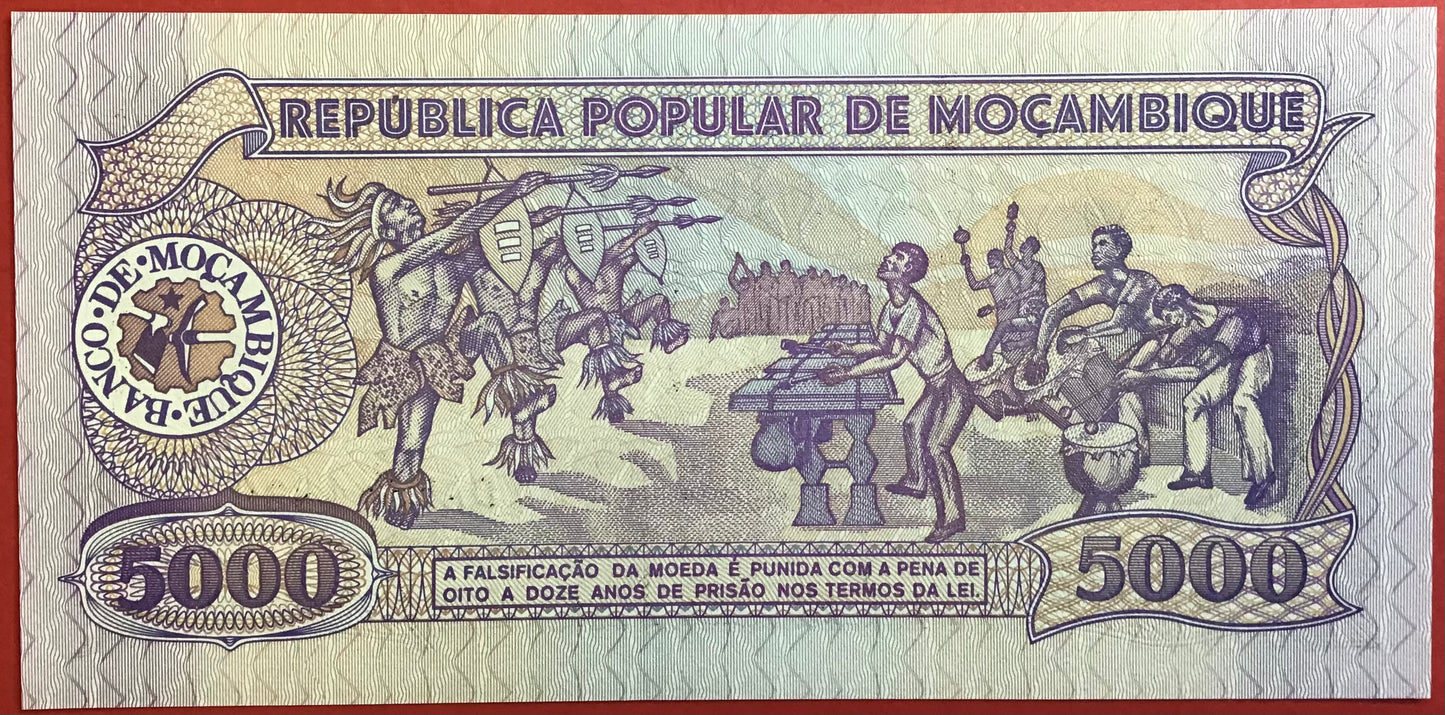 Mozambique - 5000 Meticais 3.2.1989 P#133b Kvalitet 0