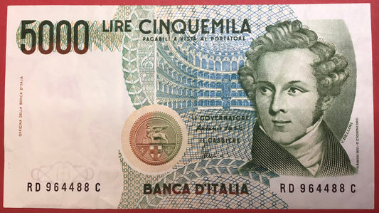 Italy - 5000 Lire 4.1.1985 P#111c Kvalitet 1+