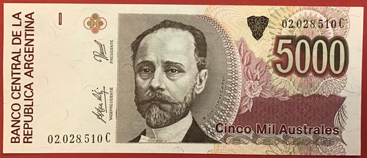 Argentina - 5000 Australes (1989-91) P#330b Kvalitet 0
