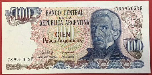 Argentina - 100 Pesos Argentinos (1983-85) P#315a Kvalitet 0
