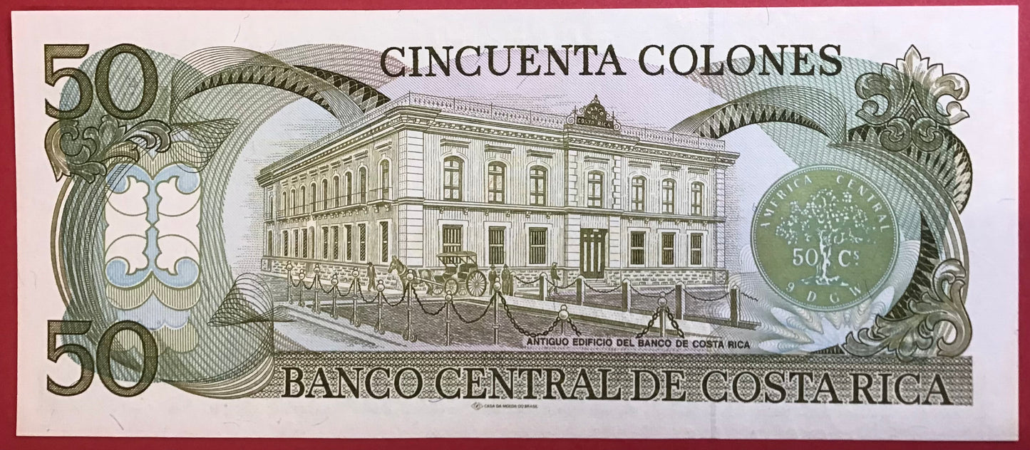 Costa Rica - 50 Colones 26.4.1988 P#253 Kvalitet 0