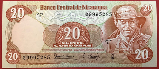 Nicaragua - 20 Córdobas 1979 P#135 Kvalitet 0