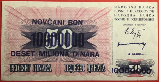Bosnia-Herzegovina - 10.000.000 Dinara 10.11.1993 P#36 Kvalitet 01/0