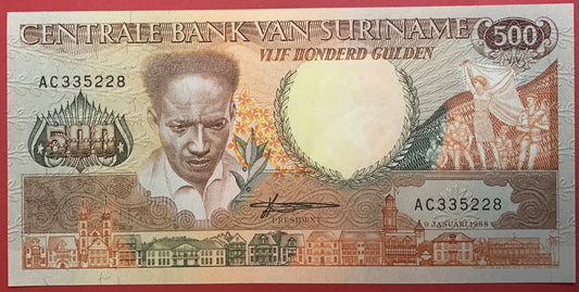 Suriname - 500 Gulden 9.1.1988 P#135b Kvalitet 0