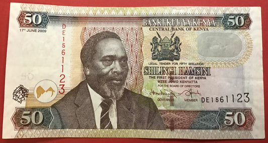 Kenya - 50 Shillings 17.6.2009 P#47d Kvalitet 1+