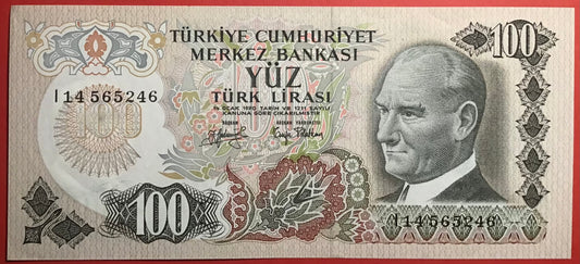 Turkey - 100 Lira 15.5.1972 P#189b Kvalitet 0