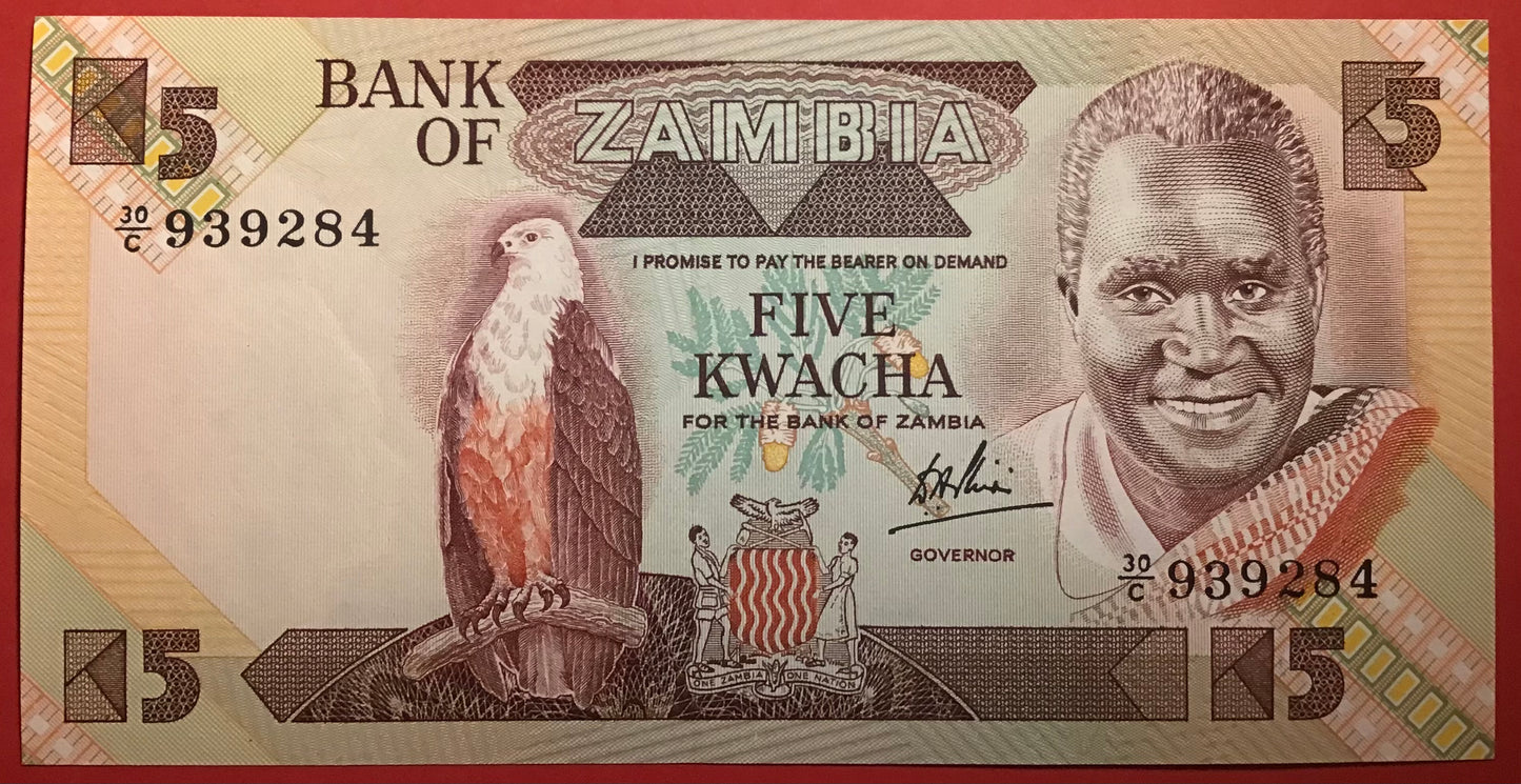 Zambia - 5 Kwacha (1980-88) P#25c Kvalitet 0