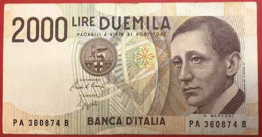 Italy - 2000 Lire 3.10.1990 P#115 Kvalitet 1+