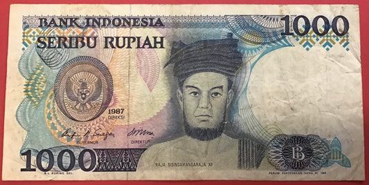 Indonesia - 1000 Rupiah 1987 P#124a Kvalitet 1/1+