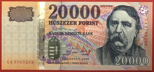 Hungary - 20.000 Forint 1999 P#184a Kvalitet 01