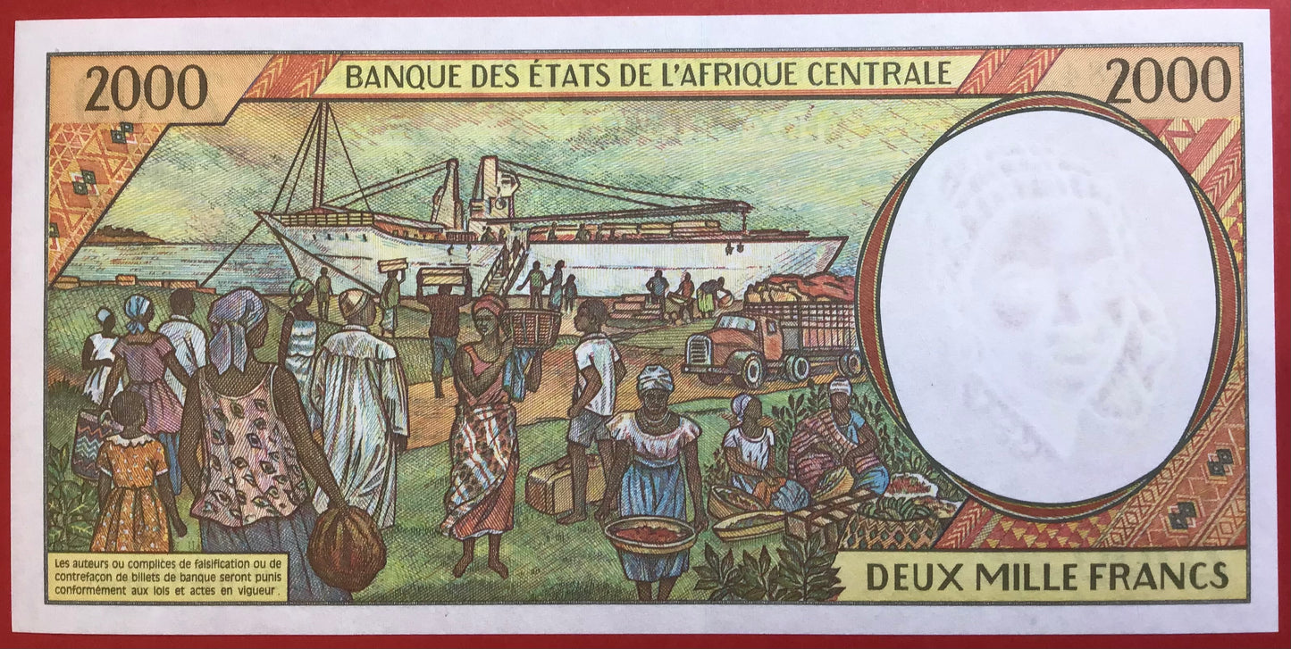 Central African Republic/Republic - 2000 Francs 1999 P#303Ff Kvalitet 0